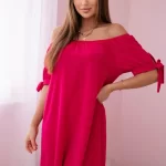 Roza obleka z kratkimi rokavi