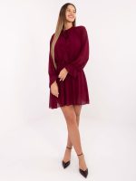 Bordo koktajl obleka z volanom